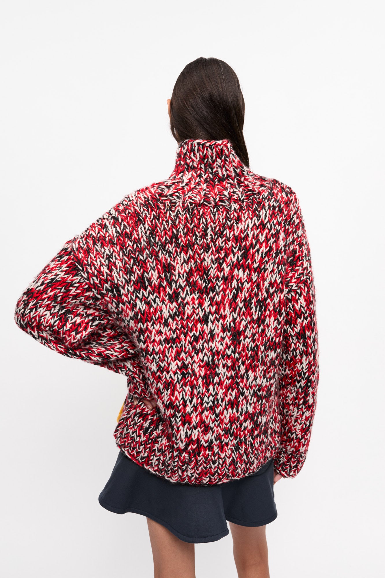 Pull à col montant tricoté en laine - Racing Red