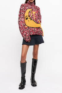 Pull à col montant tricoté en laine - Racing Red