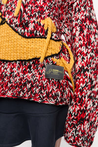Pull à col montant tricoté en laine - Racing Red