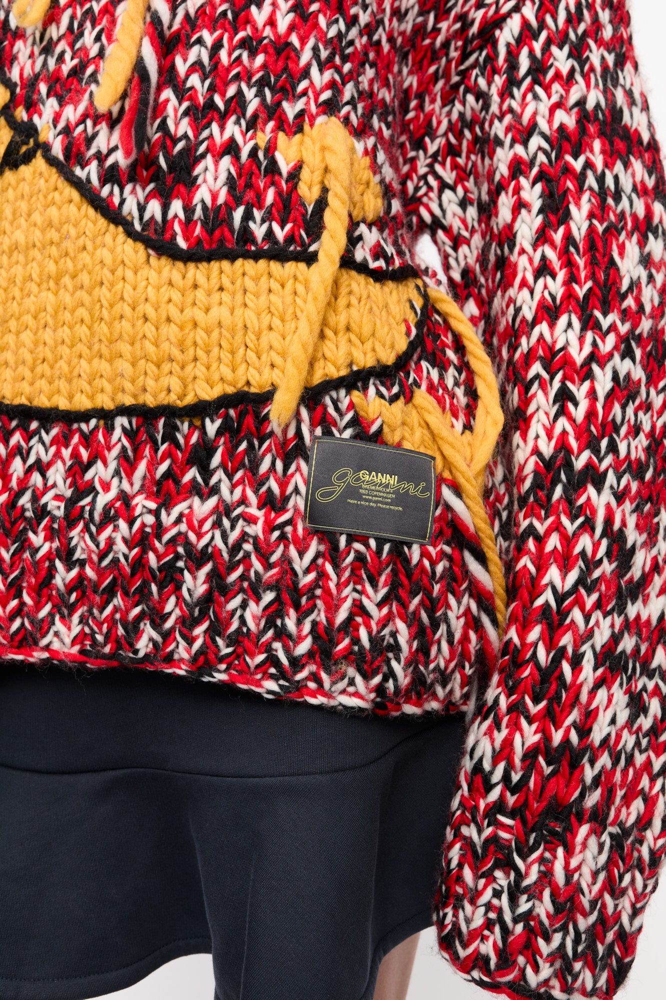 Pull à col montant tricoté en laine - Racing Red