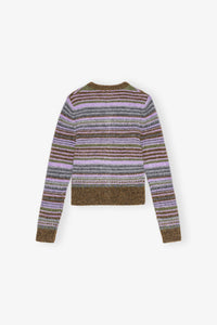 Cardigan rayé en laine - Military Olive