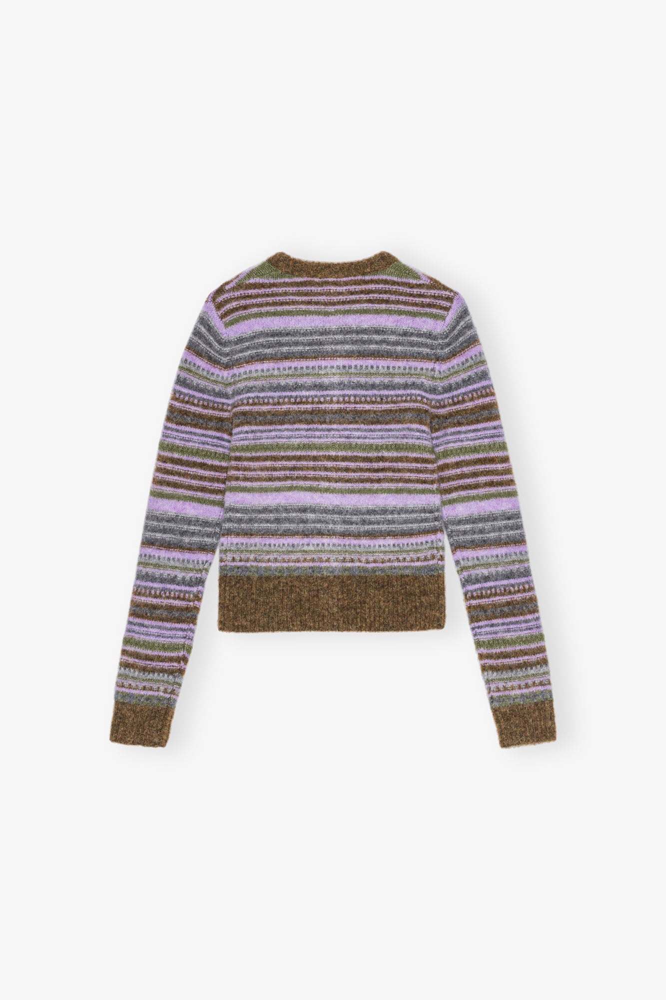 Cardigan rayé en laine - Military Olive