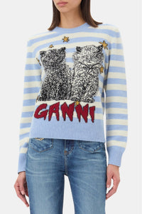 Pull à rayures en laine mélangé - Illusion Blue