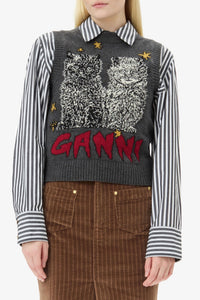 Pull sans manches imprimé en laine - Gray Quill