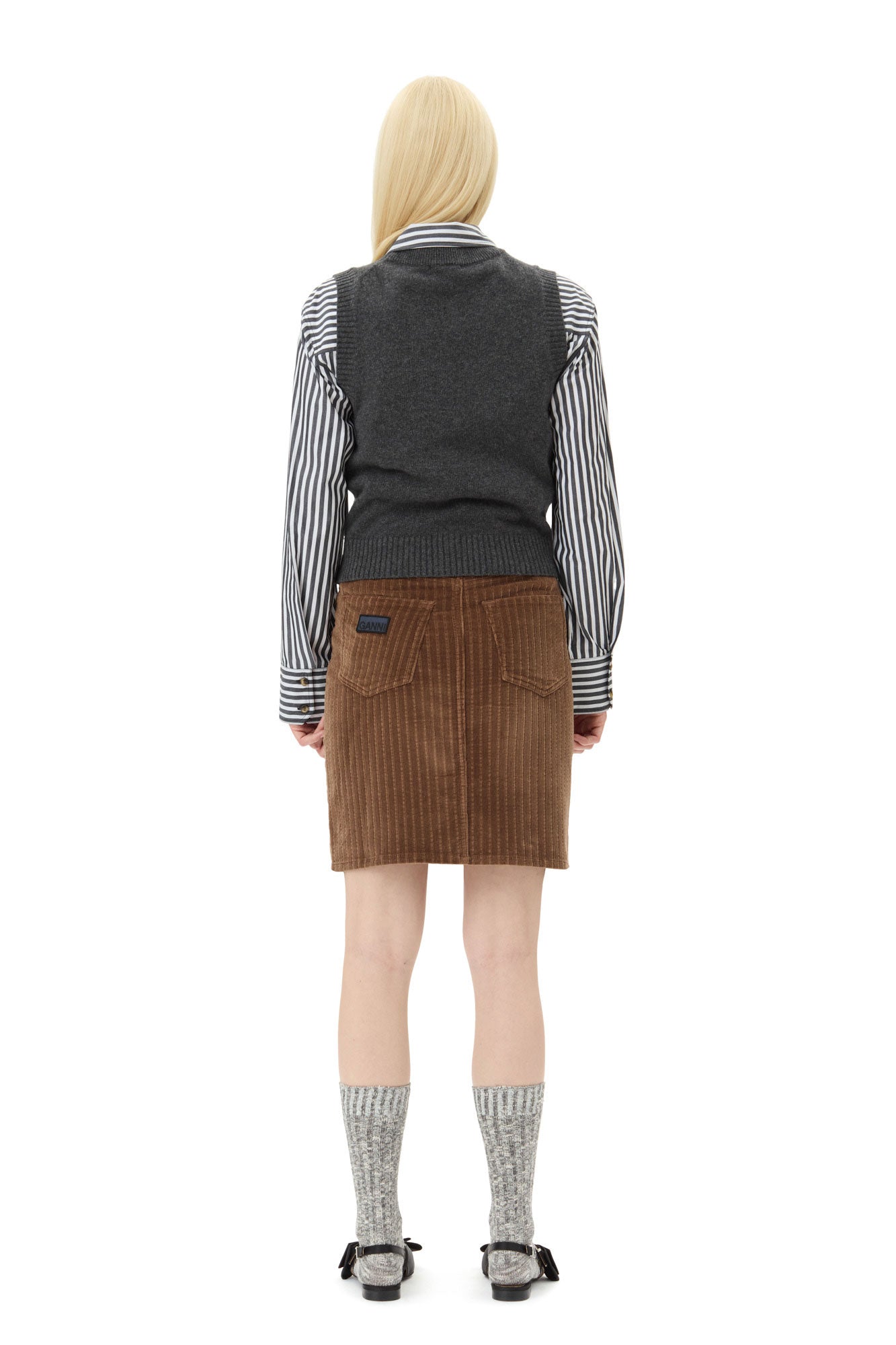 Pull sans manches imprimé en laine - Gray Quill