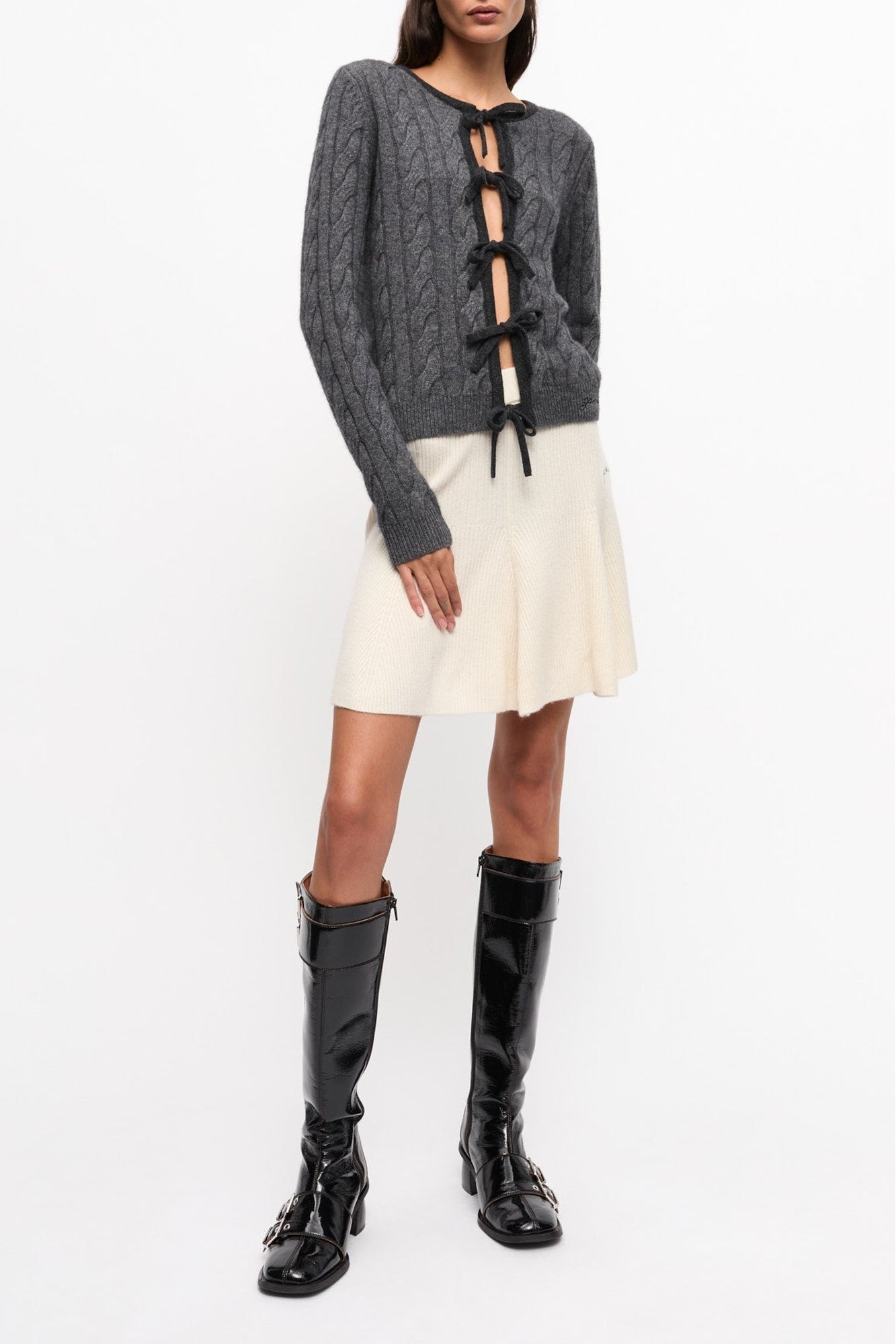 Cardigan à cordons en laine et cachemire - Phantom