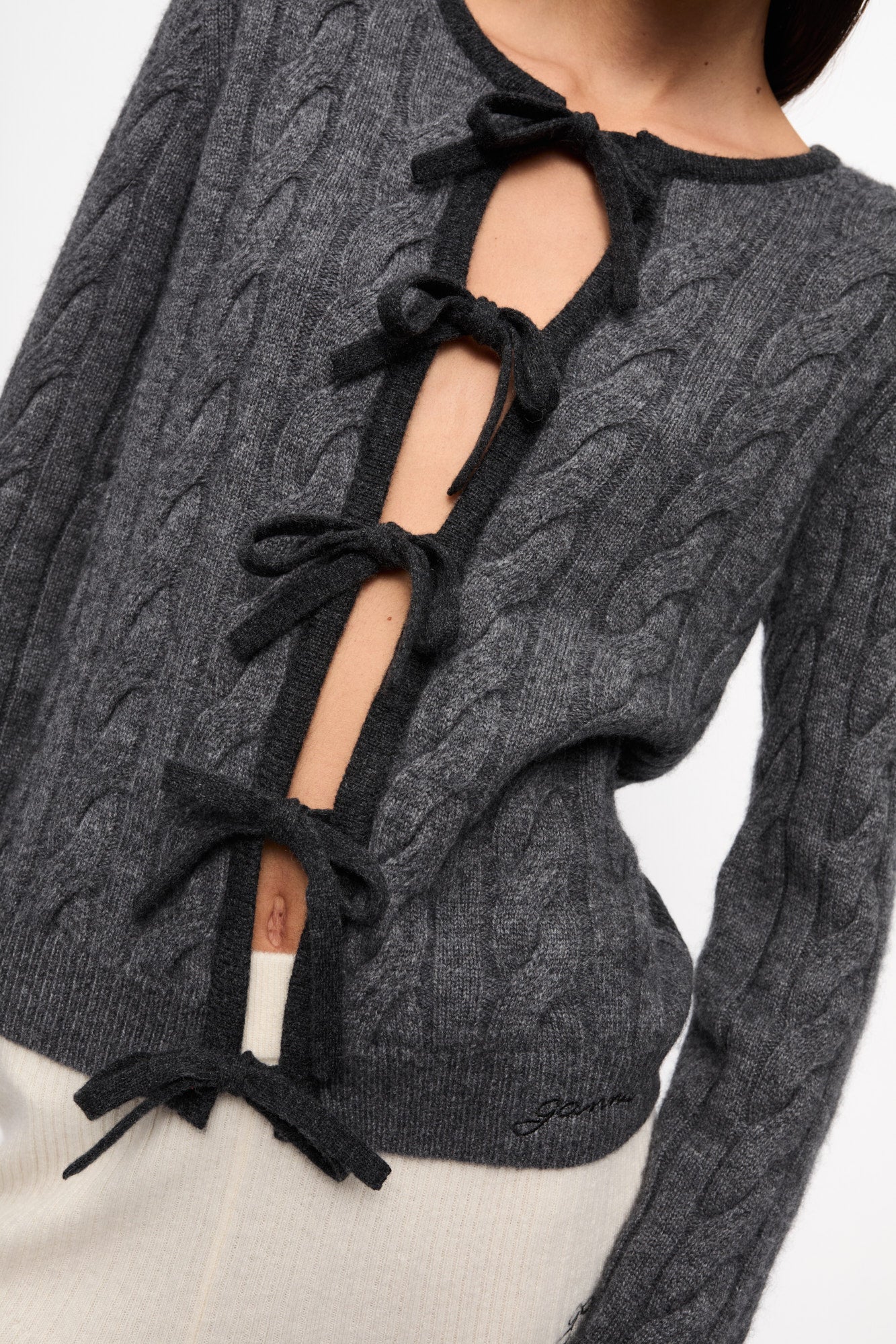 Cardigan à cordons en laine et cachemire - Phantom