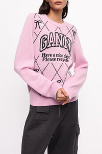Pull à col rond en laine mélangé - Mauve Chalk
