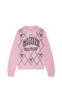 Pull à col rond en laine mélangé - Mauve Chalk