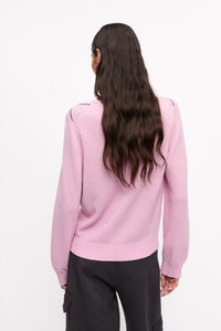 Pull à col rond en laine mélangé - Mauve Chalk