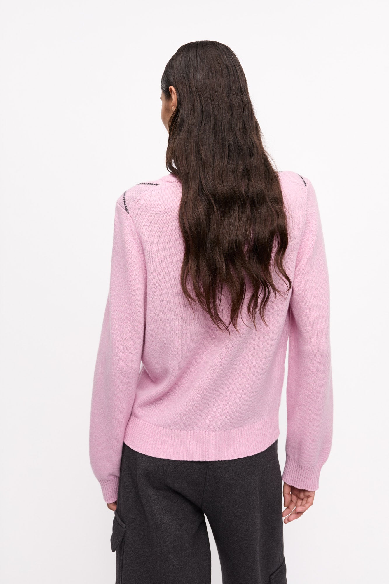 Pull à col rond en laine mélangé - Mauve Chalk