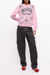 Pull à col rond en laine mélangé - Mauve Chalk