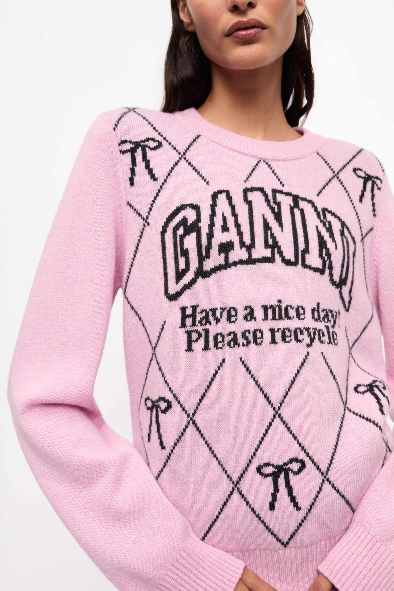 Pull à col rond en laine mélangé - Mauve Chalk