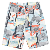 Short en popeline avec imprimé urban - Bleu Clair