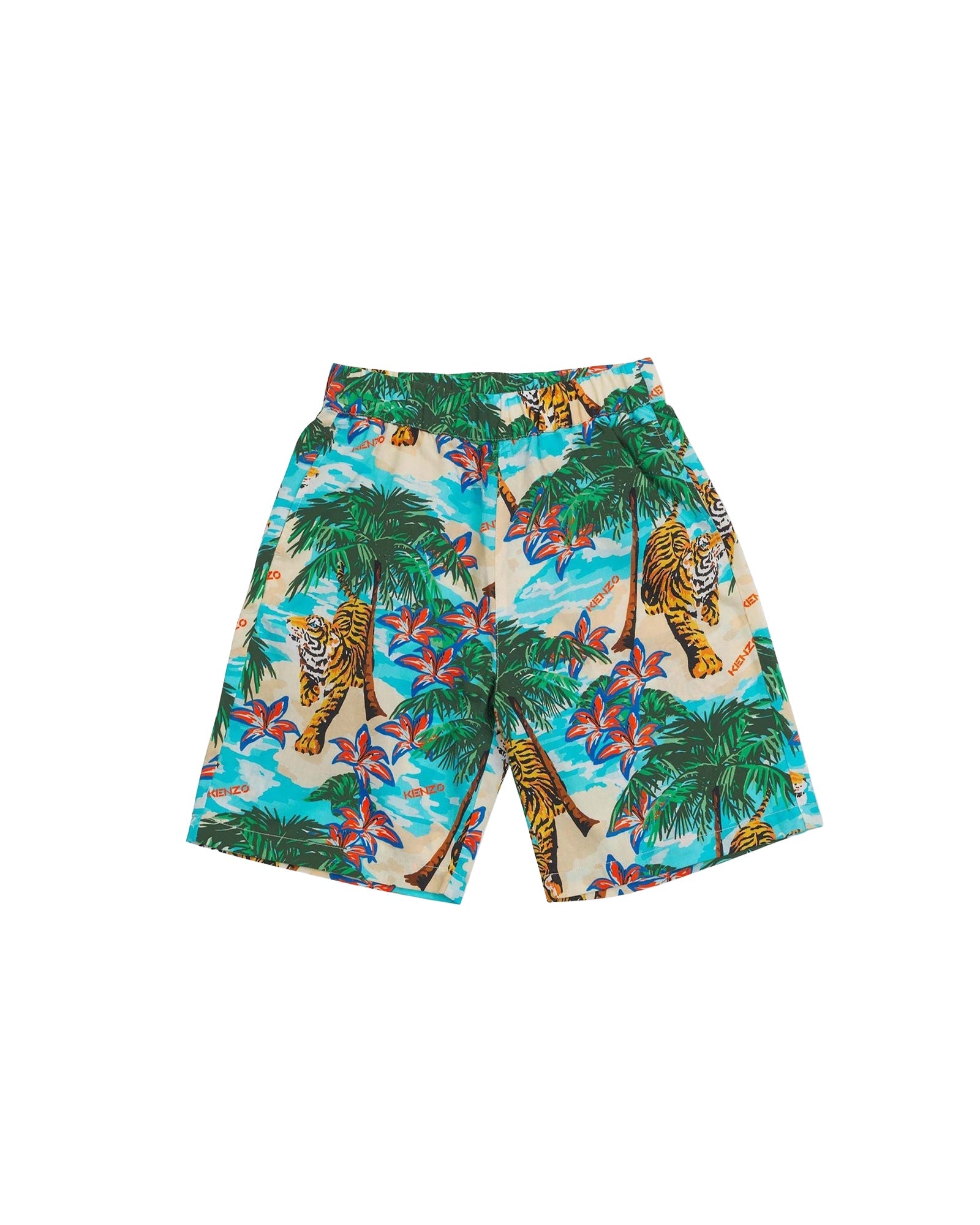Cotton summer print swim shorts - Natural