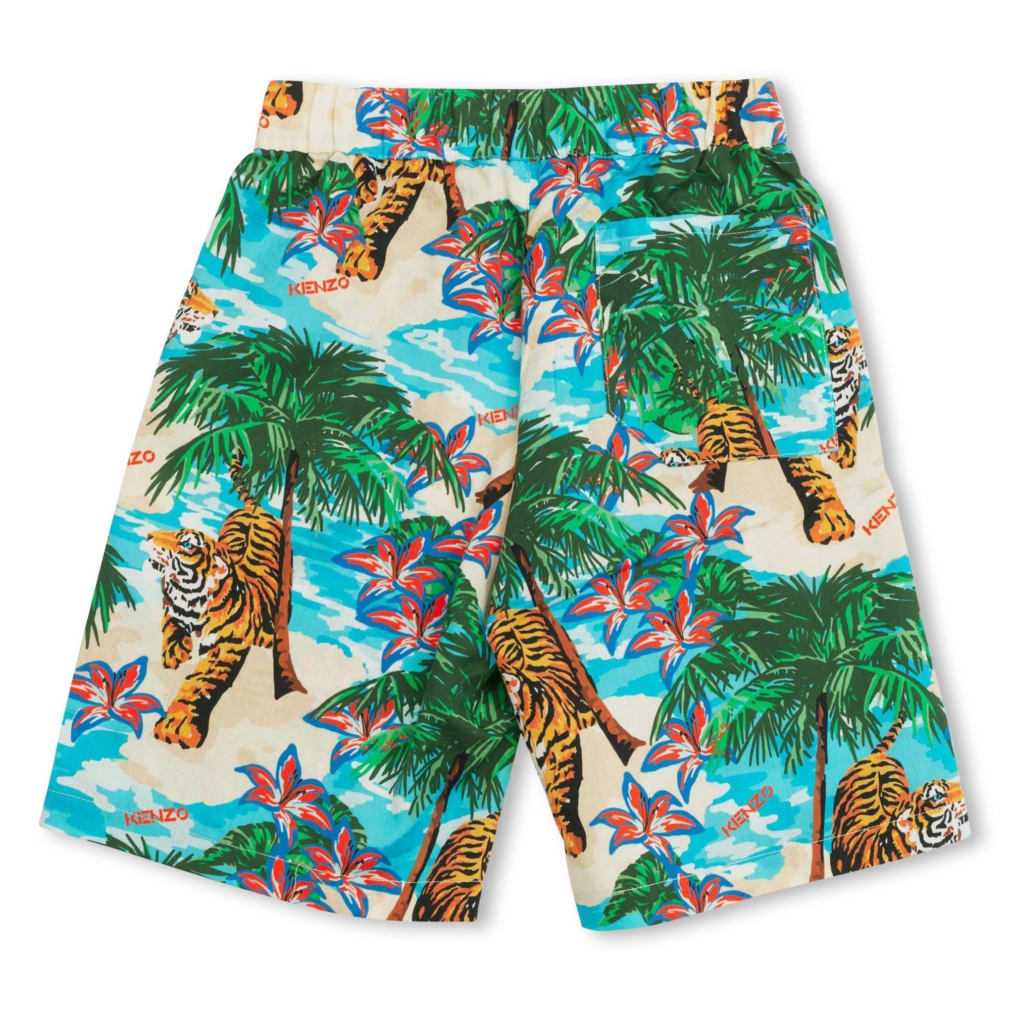 Cotton summer print swim shorts - Natural