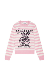 Pull rayé avec motif en laine - Primrose Pink