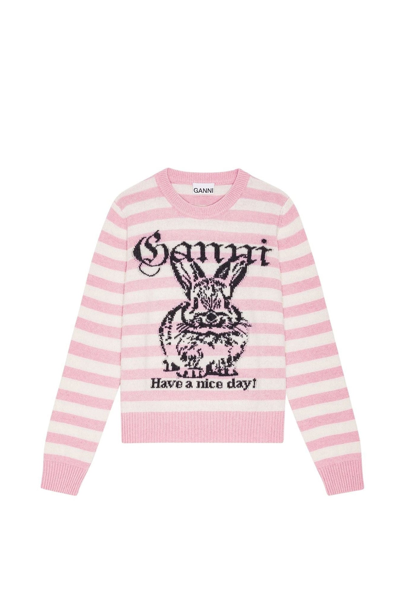 Pull rayé avec motif en laine - Primrose Pink