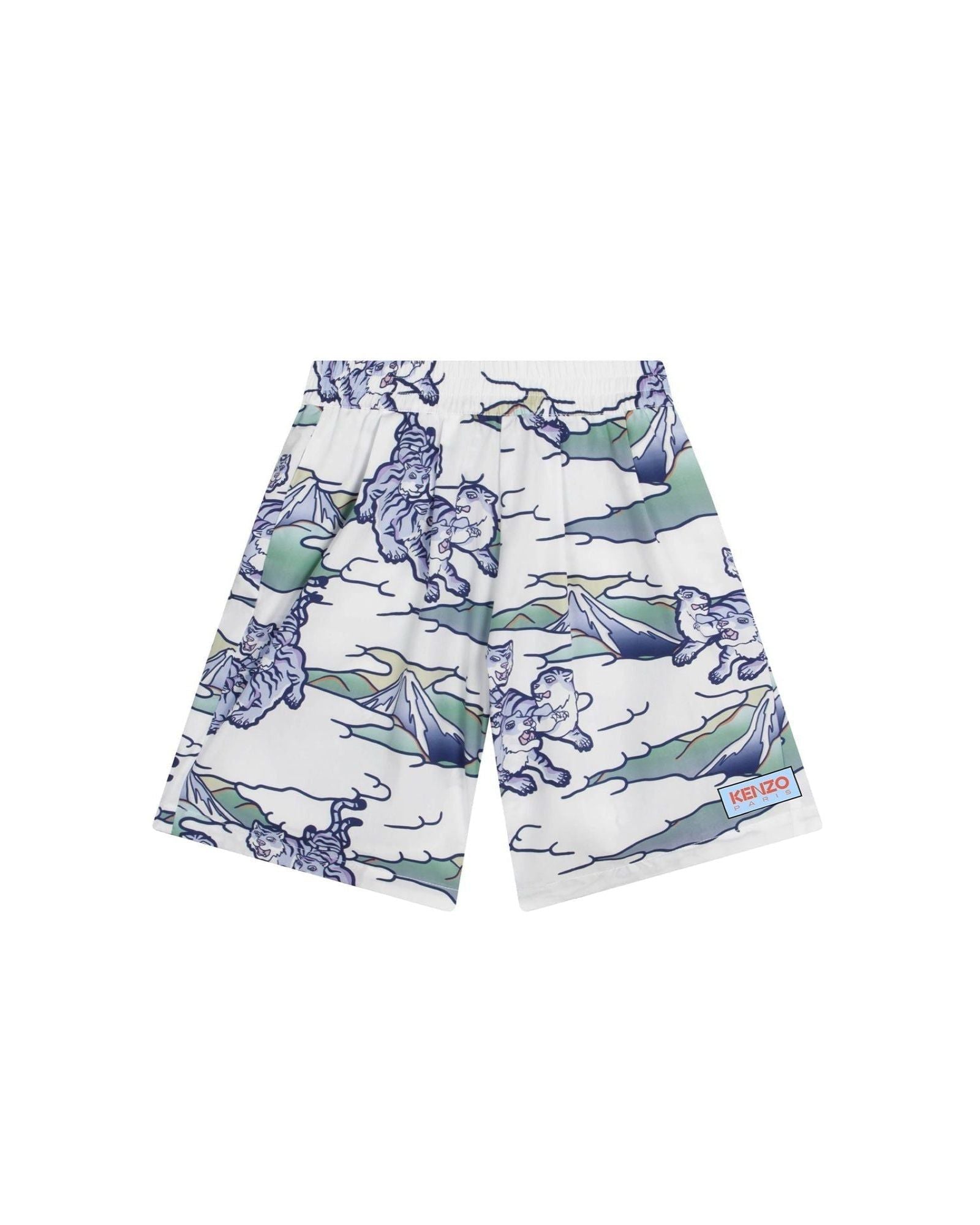 Full cotton print Bermuda shorts - Glacier Blue