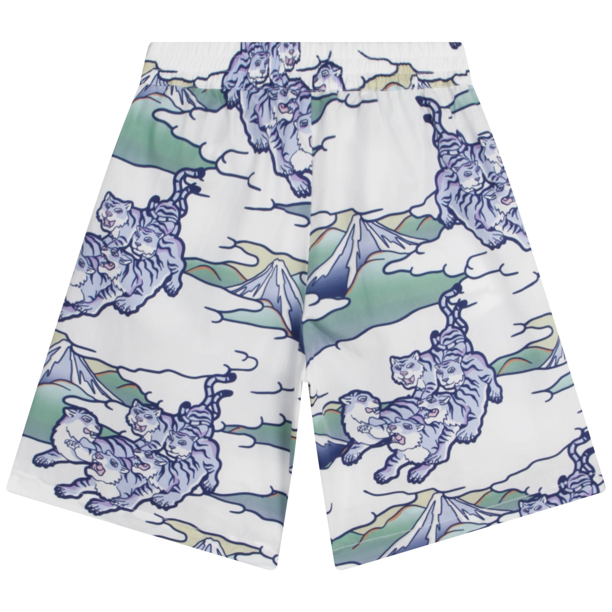 Full cotton print Bermuda shorts - Glacier Blue