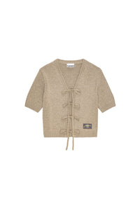 Cardigan à manches courtes en laine - Dusty Olive