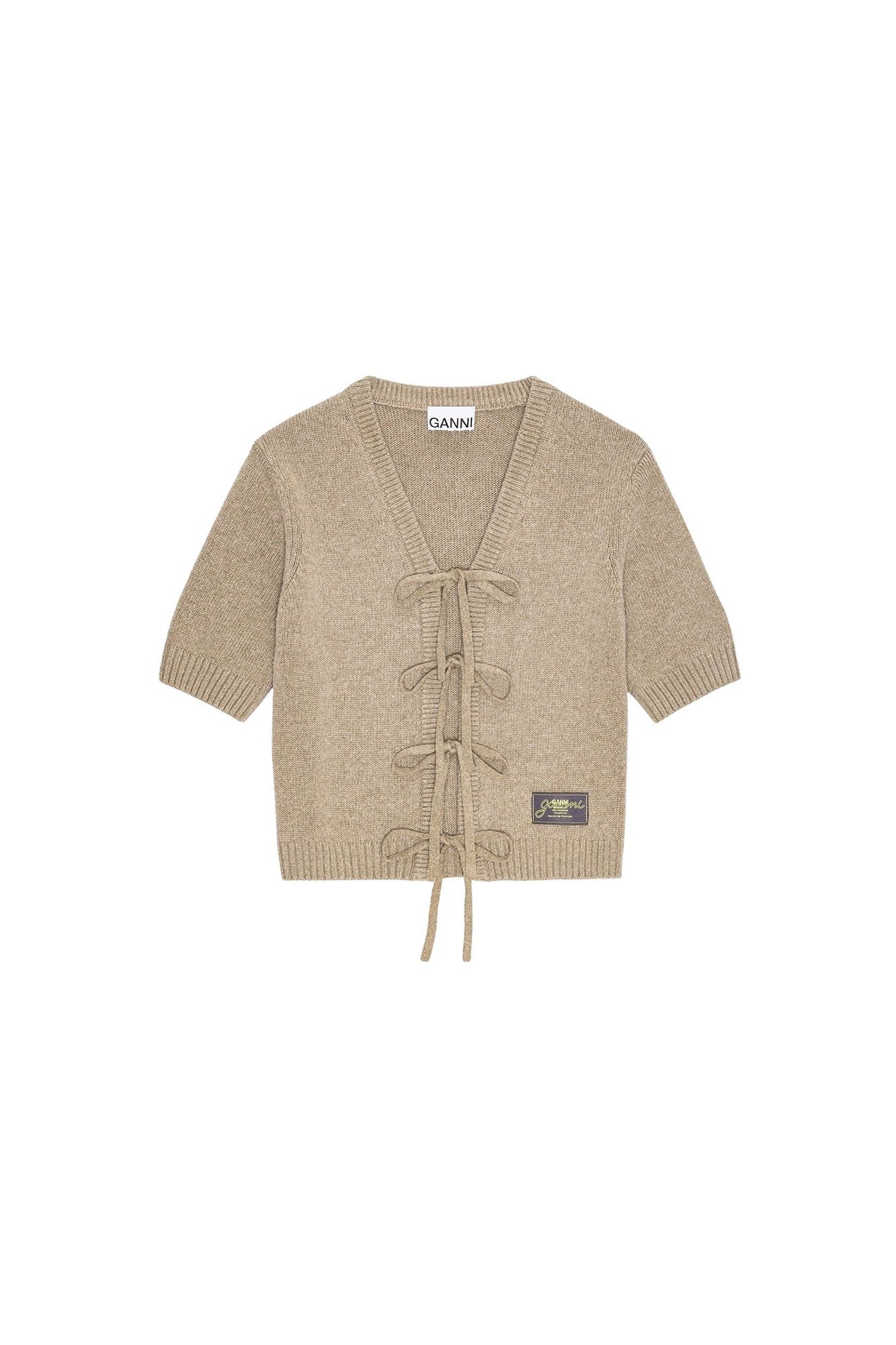Cardigan à manches courtes en laine - Dusty Olive