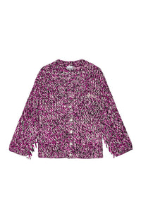 Cardigan tricoté avec franges en laine - Boysenberry