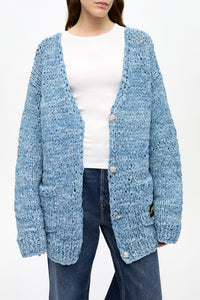 Knitted denim cardigan - Light Indigo
