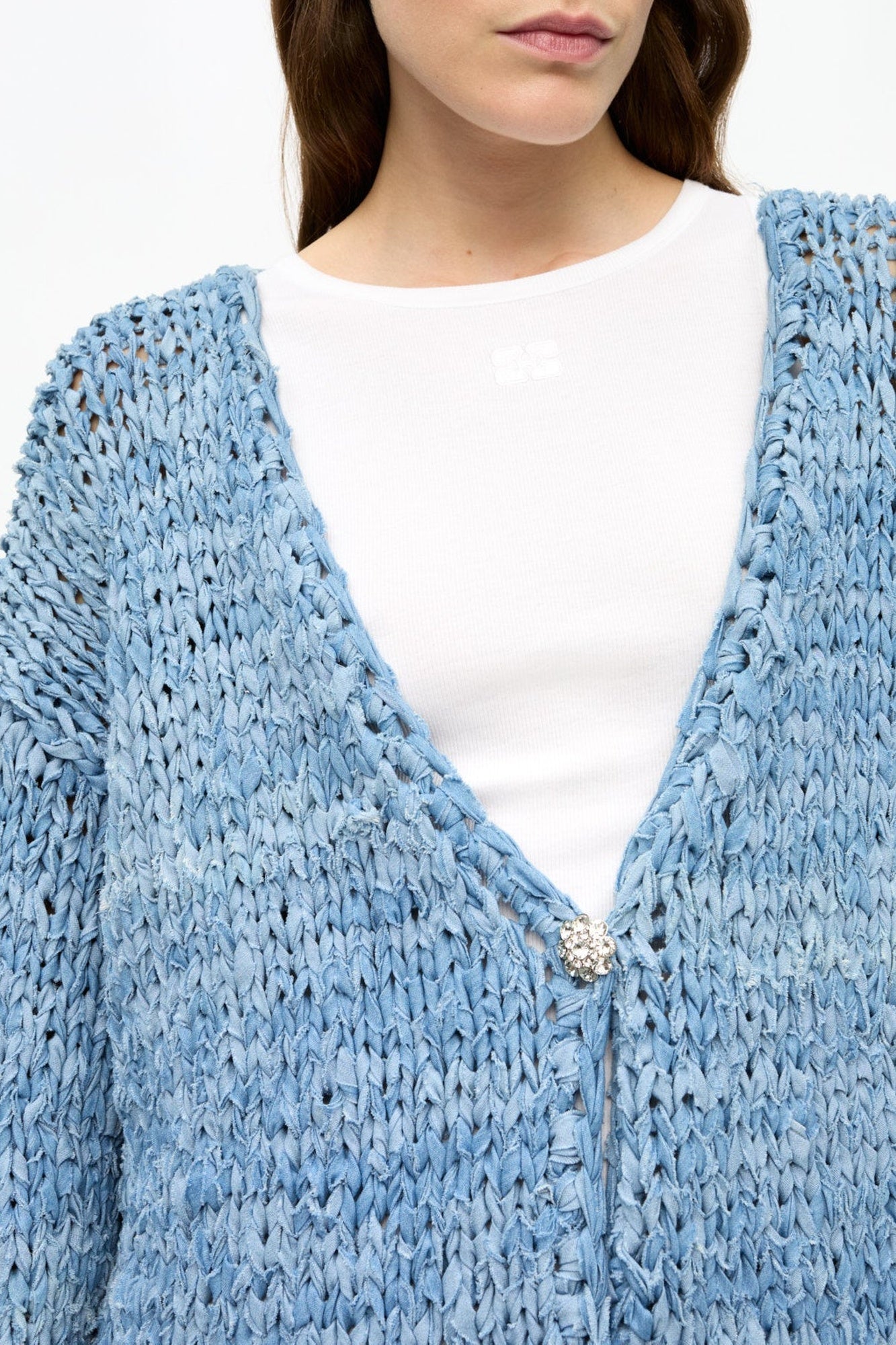 Knitted denim cardigan - Light Indigo