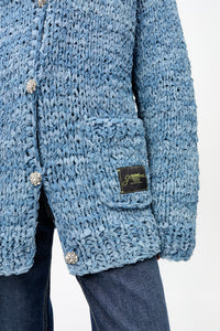 Cardigan tricoté en denim - Light Indigo