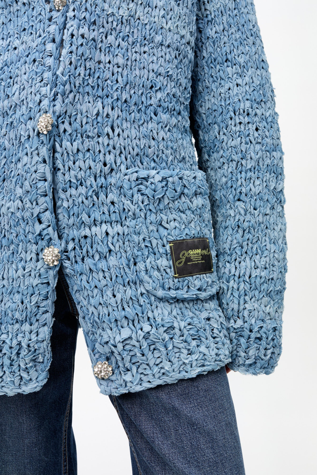 Cardigan tricoté en denim - Light Indigo