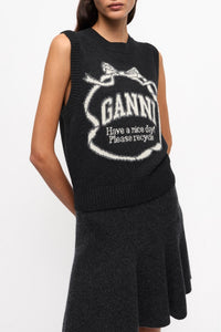 Pull sans manches à motif graphique de nœud en laine - Phantom