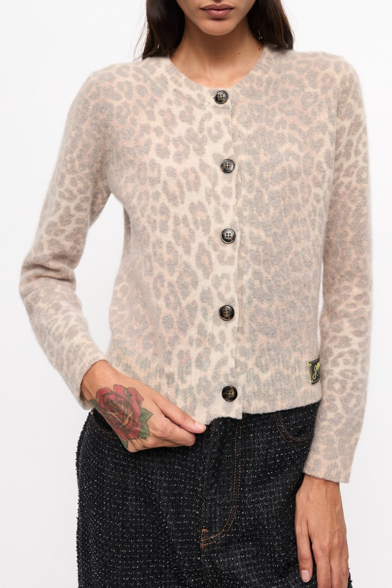 Cardigan à imprimé animal en laine - Leopard