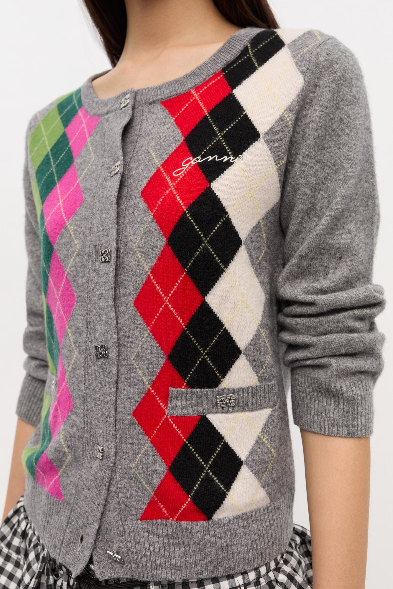 Cardigan à carreaux en laine et cachemire - Paloma Melange