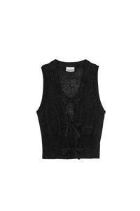 Pull sans manches à nouer en laine - Black