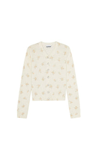 Cardigan imprimée en laine mélangé - Antique White