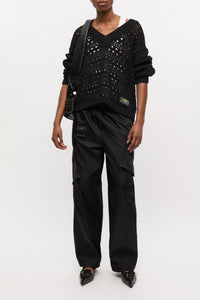 Pull à col V en crochet - Black
