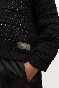 Pull à col V en crochet - Black