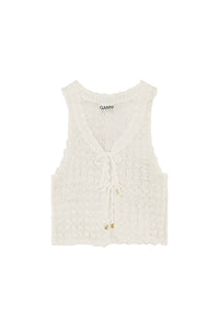 Gilet pointelle en maille - Egret