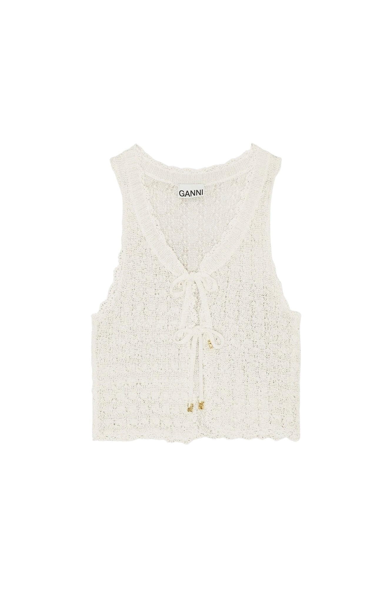 Gilet pointelle en maille - Egret