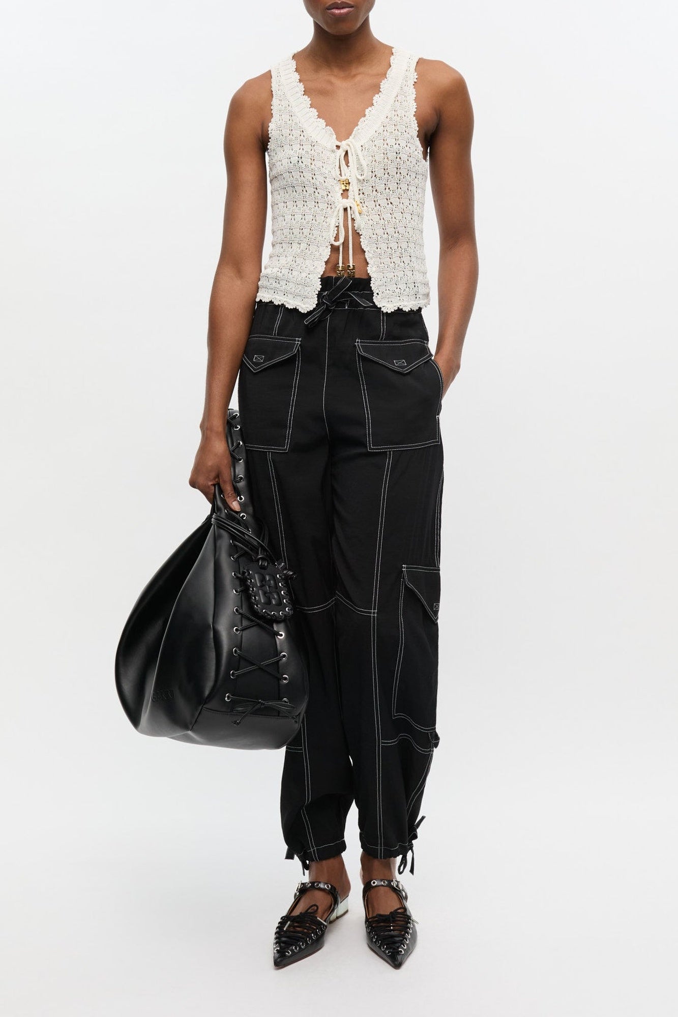 Gilet pointelle en maille - Egret