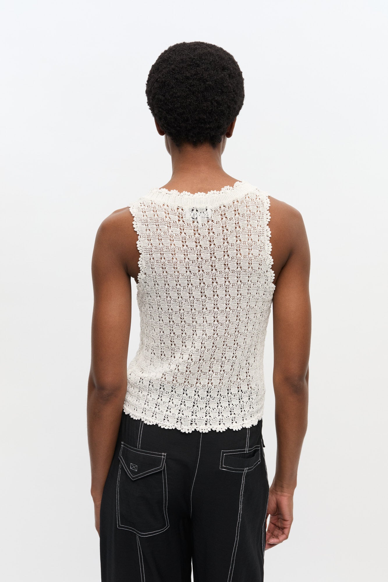 Gilet pointelle en maille - Egret