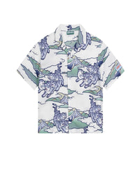 Cotton printed short-sleeved shirt - Glacier blue