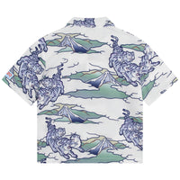 Cotton printed short-sleeved shirt - Glacier blue
