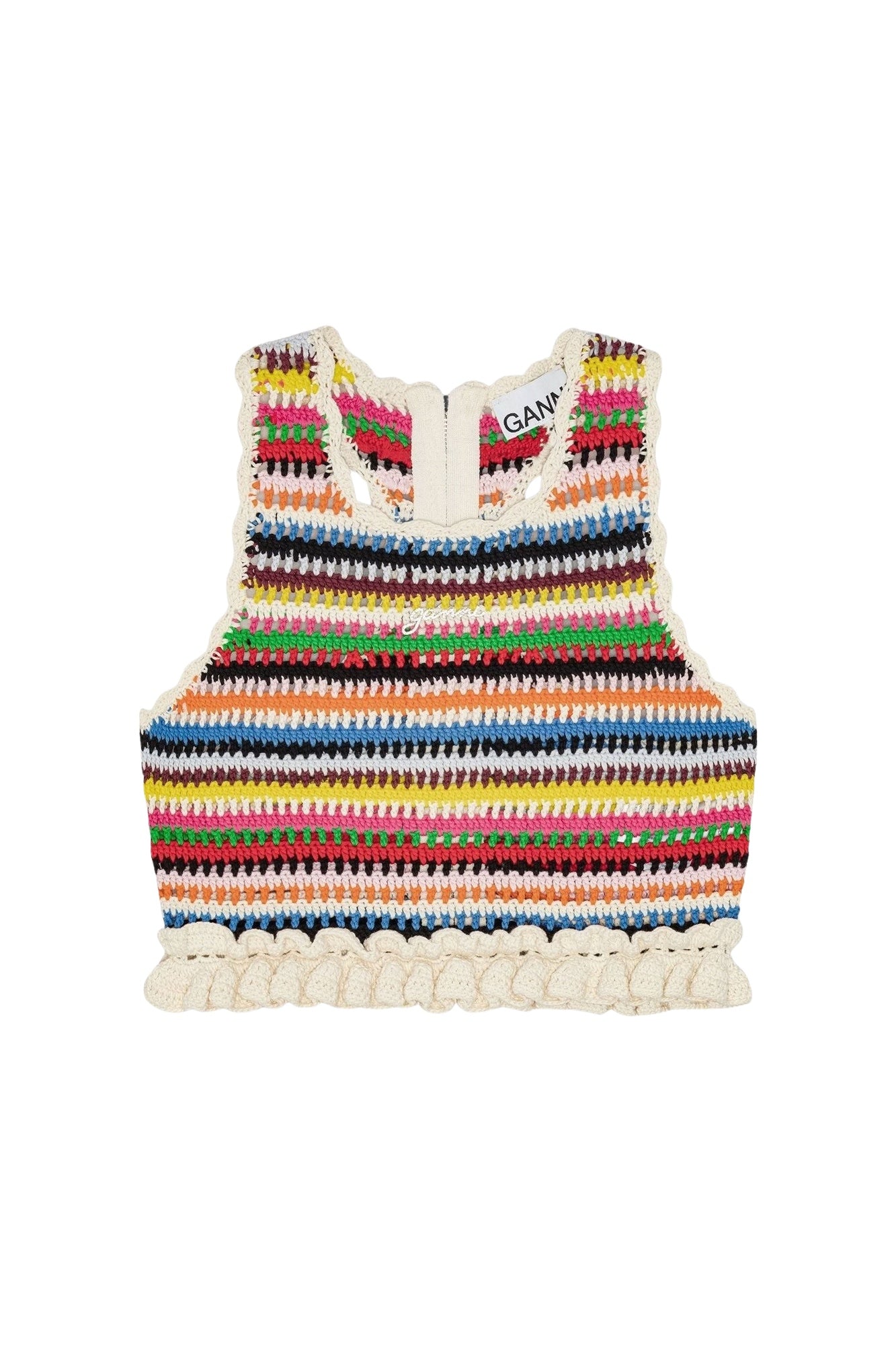 Top à volants en crochet - Multicolour
