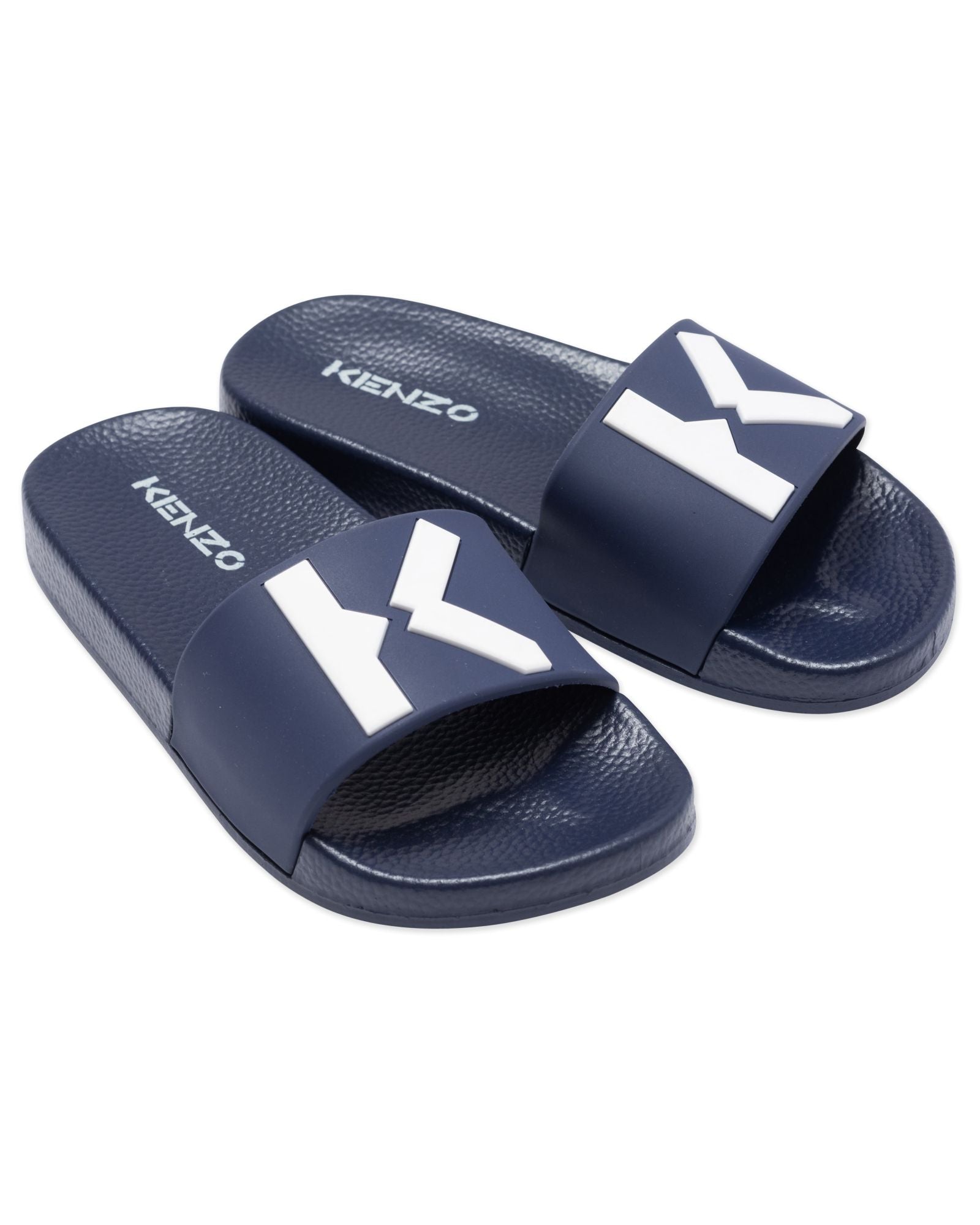 Mules à logo en relief - Blue Indigo