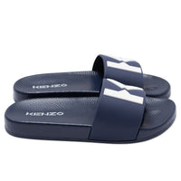 Mules à logo en relief - Blue Indigo