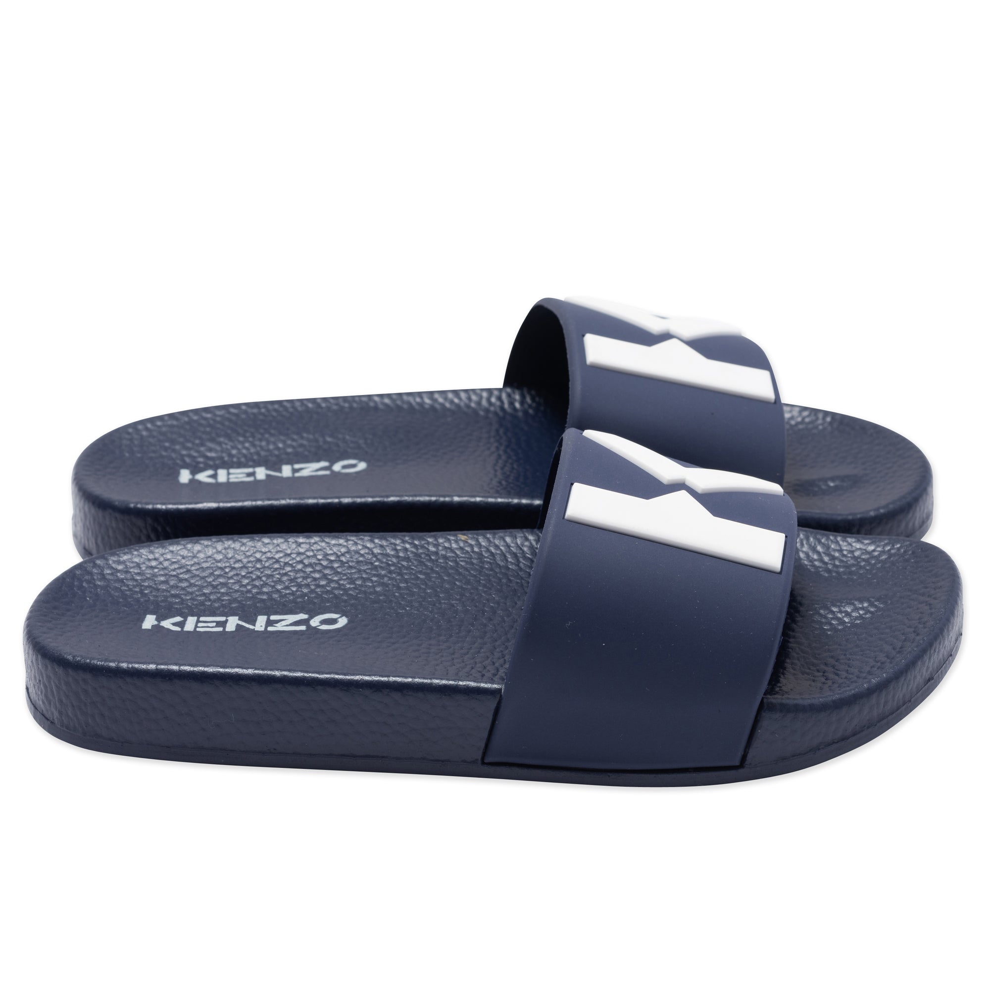 Mules à logo en relief - Blue Indigo