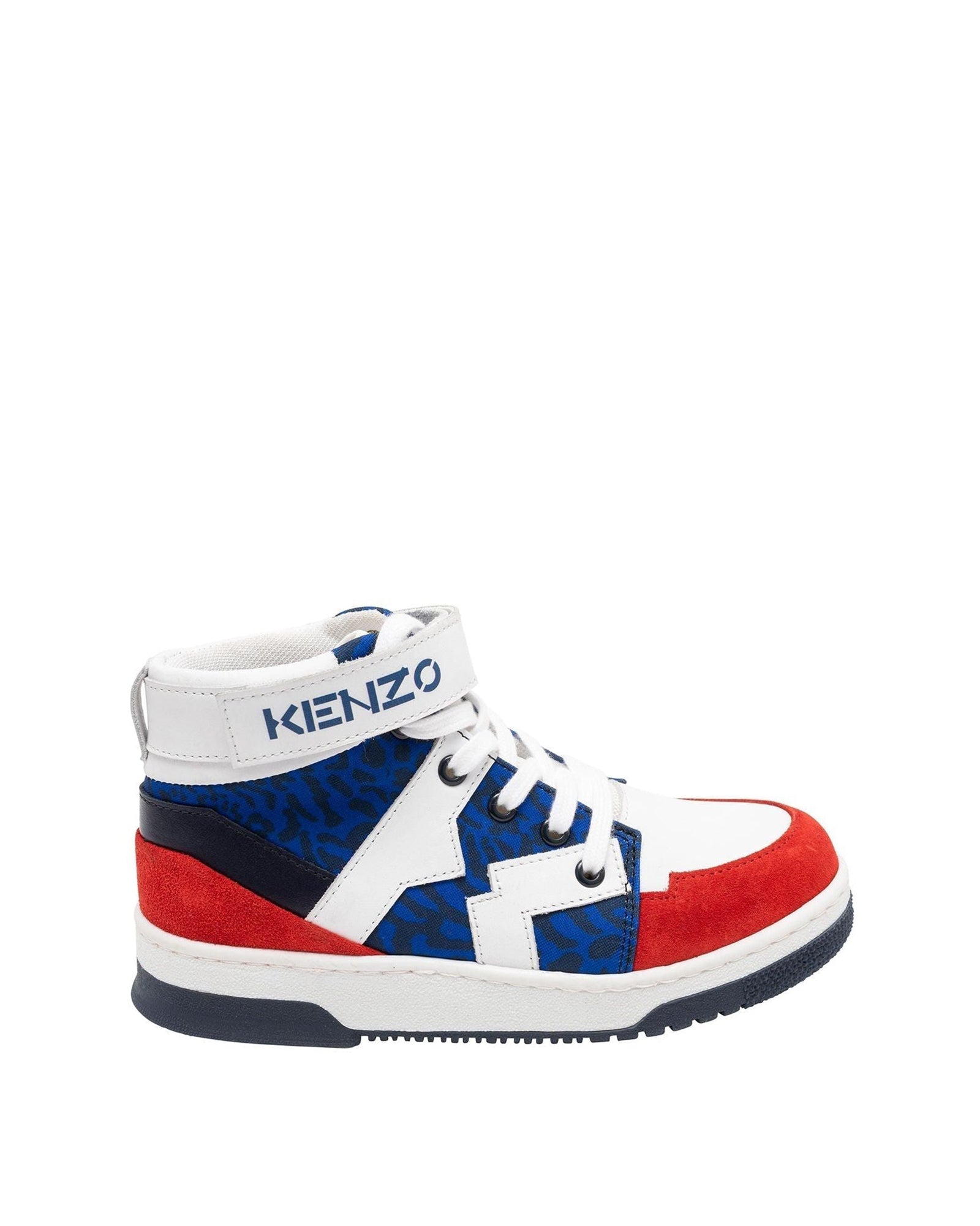 Printed leather lace-up sneakers - Wave blue