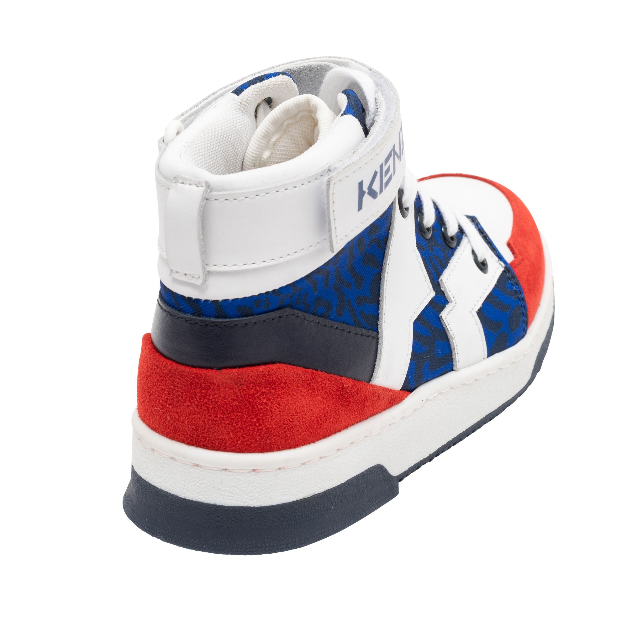 Printed leather lace-up sneakers - Wave blue